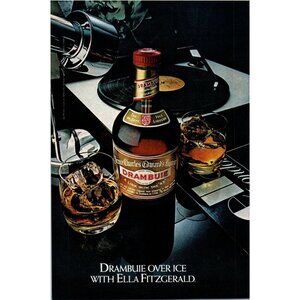 1981 Drambuie Liqueur Record Player Ella Fitzgerald Vintage Print Ad Wall Art